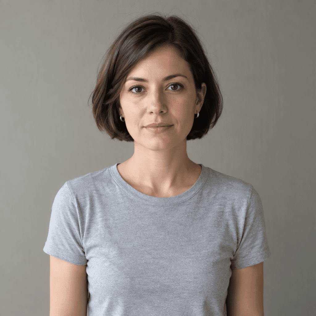 GPT Image 2.5 Flare: Reference: Fictional adult wearing a gray T-shirt and silver earrings