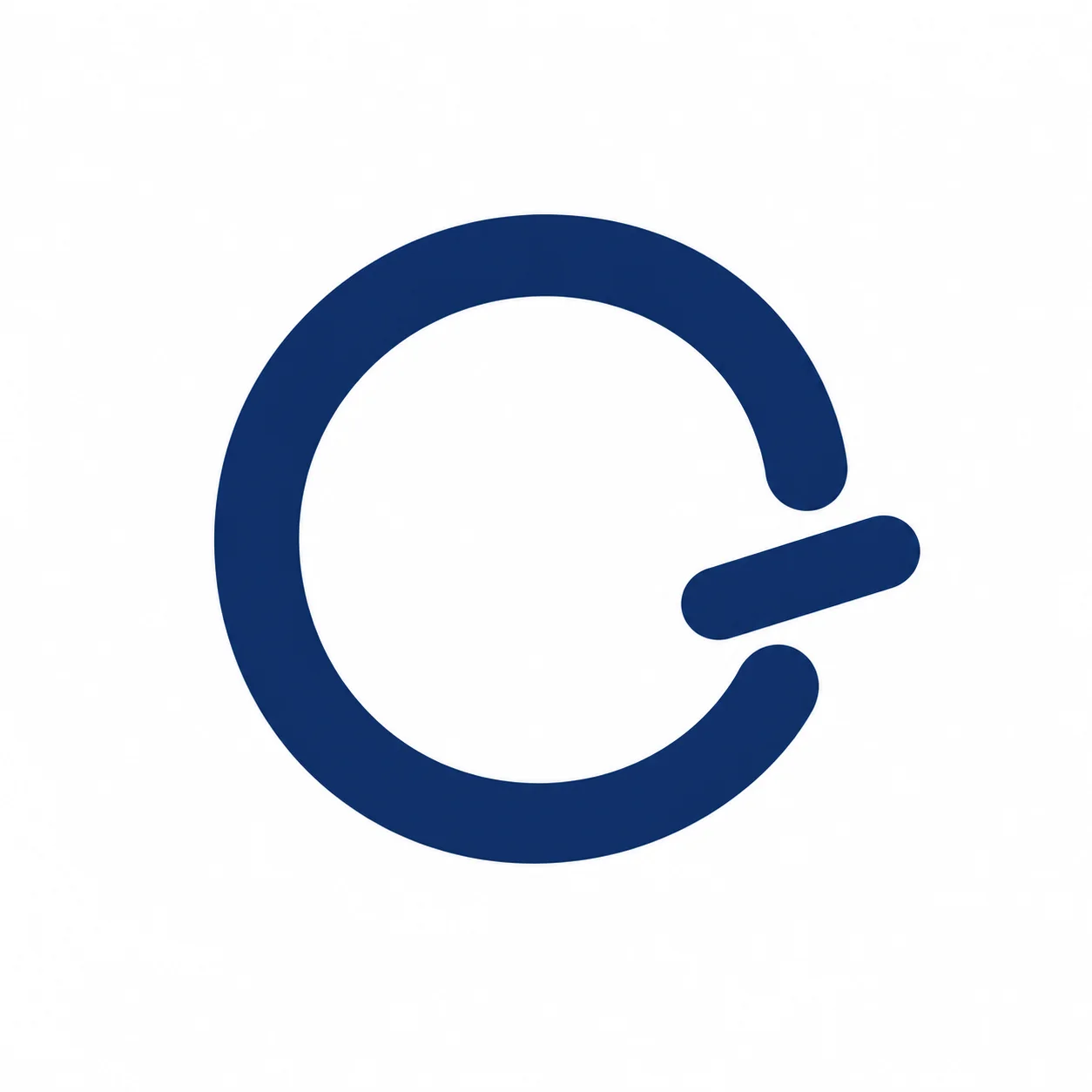 Single navy open-loop and stitch symbol on a white background
